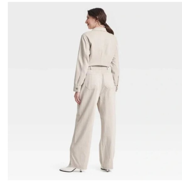 Universal Thread Women's Denim Baggy Jumpsuit Beige Size 6 NWT - Picture 2 of 3